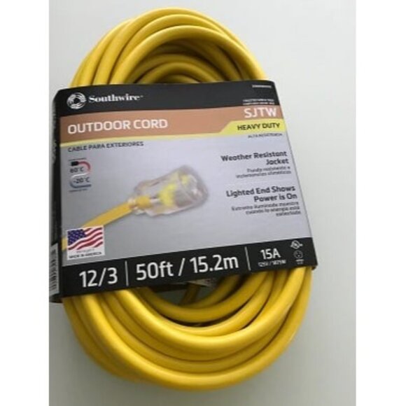 New Outdoor Extension Cord, 50 Ft, 12 gauge 3 prong, Heavy Duty, SJTW Cord - Picture 2 of 2